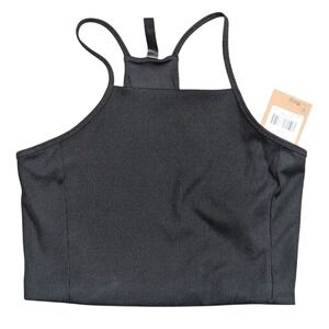 The North Face Womens XL Black Ribbed Crop Tank Top Racer Back Flash Dry NEW